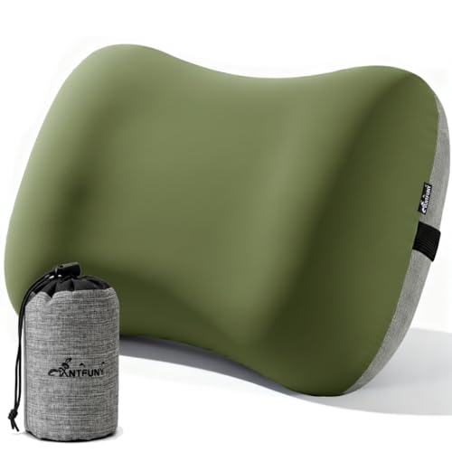Antfuny Inflatable Neck Pillow for Camping Beach SUV Car Travel Kid Adult Small Portable Air Blow Pop Up Tent Essential Gear for Rock Chair Cot Memory Foam Sleep Pad Bag Bed Hammock Mat Accessories - color: 1pcs Ary Green, size: 15 X 11 Inch