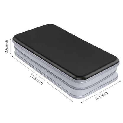 Siveit CD Case, DVD Case Holder 96 Capacity Hard Plastic CD DVD Disc Cases Storage Binder Wallet for Car Home Office Travel (Black) - color: Black