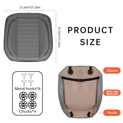 2 Pack Car Bottom Seat Covers, Luxury Leather Front Seat Covers, Breathable and Waterproof Automotive Bottom Seat Covers, Universal Anti-Slip Seat Covers Fit for Most Vehicles (Gray, 2 PCS) - color: Grey-2 PCS