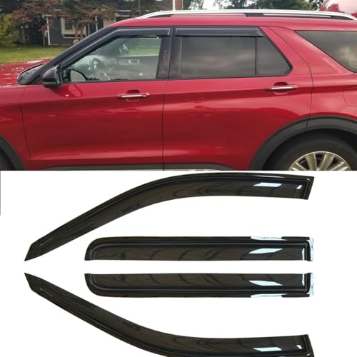 4pcs Original Shatterproof Rainproof Out Channel Style Side Wind Deflectors for Explorer 20-25,Sun Rain Guards,Nice Looking Vent Window Visors Fit for Ford Explorer 2020-2025 94332 - size: for 2020-2024 Explorer