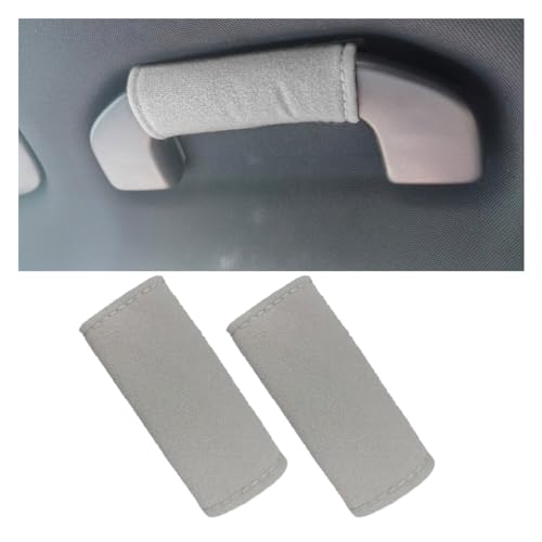 LAINLOY 2PCS Car Inside Door Handle Protector, Colorful Soft Fluff Car Pull Handle Cover, Anti-Scratch Grab Handle Wrap, Car Interior Decoration Accessories for Women Men (Grey) - color: Gray