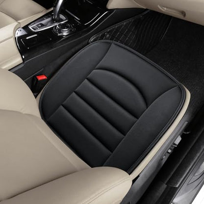 BOPUOVRE Memory Foam Car Seat Cushion with Breathable Fabric & Non-Slip Gel, Universal Fit for Car Truck Office Home 19.6x18x1.2 Black - size: Base