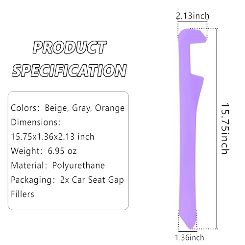 Junecarp Car Seat Gap Filler 2 Pack,Car Gap Filler Organizer to Impede Items from Dropping,Essential Interior Car Accessories Seat Gap Plug (Purple) - color: Purple/2pcs