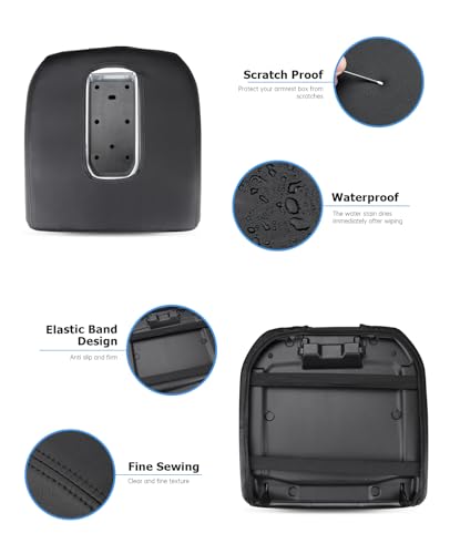 INTGET Center Console Cover for Chevy Silverado & GMC Sierra Accessories 2019 2020 2021 2022 2023 2024 2025 Leather Armrest Lid Arm Rest Box Protector(Black Stitches, Bucket Seat 19-25)