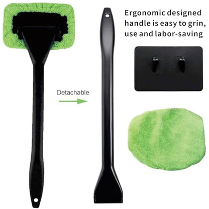 8pcs Car Windshield Cleaning Tool, Windshield Cleaner with with 5 Little Microfiber Pads That can be Washed/reused, Window Cleaner Tool, for Auto Glass Wiper (Green) - color: Green