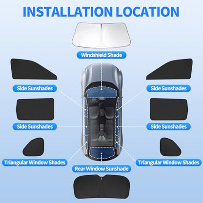 Full Set 8 PCS Window Shades for Subaru Forester 2019-2024 Accessories, Car Full Windshield Side Rear Window Sun Shade Covers, Sun UV & Privacy Protection, for Camping Napping Daily Leisure - size: For Subaru Forester 2019-2024