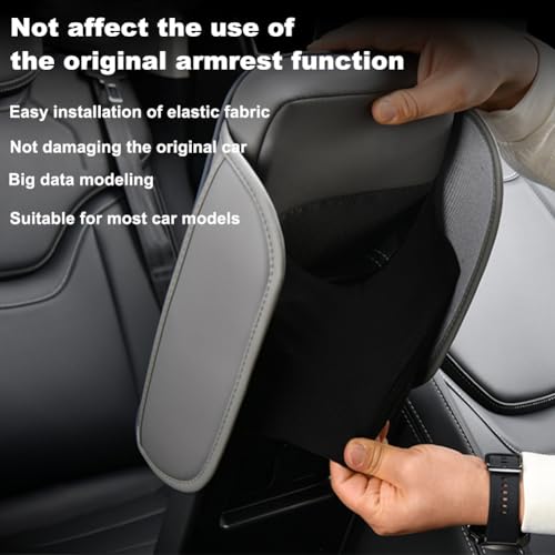 New Universal Car Center Console Cover with Side Pockets - Leather Armrest Cover,Waterproof Armrest Box Mat,Arm Rest Covering Car Interior Accessories Arm Rest Cushion for SUV/Truck/Vehicle(Gray) - color: Gray