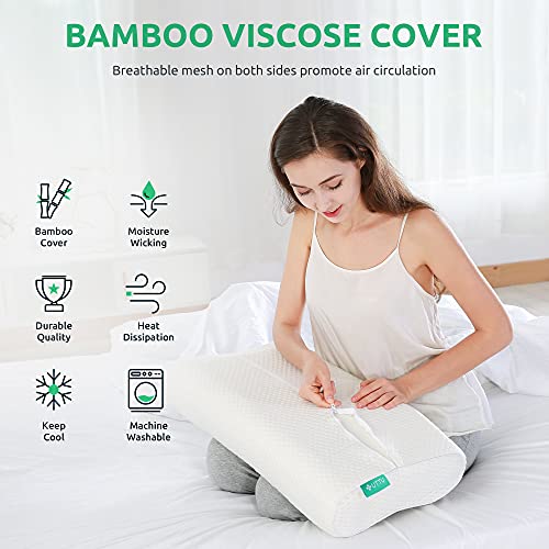 UTTU Cervical Pillow for Neck Pain Relief, Memory Foam Neck Pillow for Sleeping, Adjustable Orthopedic Sandwich Pillow, Contour Cooling for Side Back Stomach Sleeper, King(27.6"×15.7"×5.2"/4.5") - size: King Size
