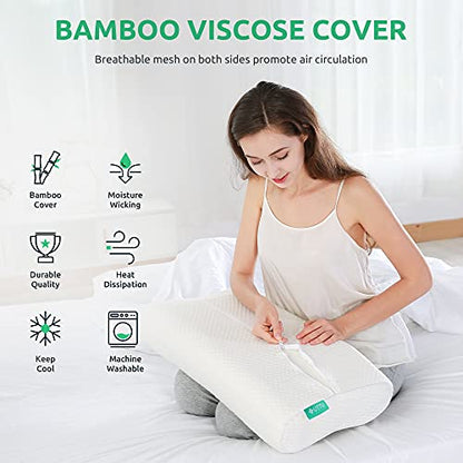 UTTU Cervical Pillow for Neck Pain Relief, Memory Foam Neck Pillow for Sleeping, Adjustable Orthopedic Sandwich Pillow, Contour Cooling for Side Back Stomach Sleeper, Travel(15.7"×11"×5.2"/4.5") - size: Travel Size