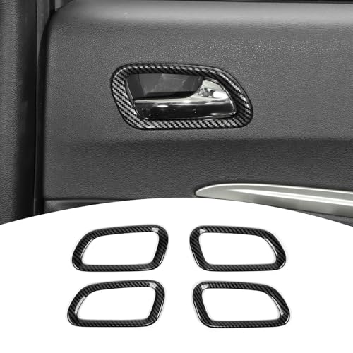 for Durango Inner Door Handle Trim Cover for Dodge Durango 2011-Present Black Carbon Fiber Interior Accessories 4pcs - color: Black
