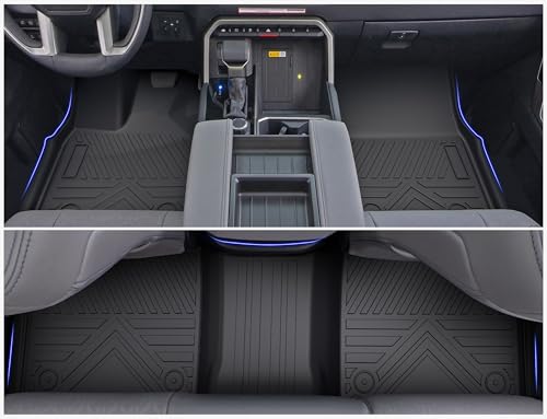 Carbon Fiber Floor Mats for Toyota Tundra 2022-2024 2025 CrewMax Cab Accessories,TPE All Weather Protection Floor Mats,Custom Fit 1st&2nd Row Car Floor Liners Set,Heavy Duty Accessories - size: Toyota Tundra 2022-2025