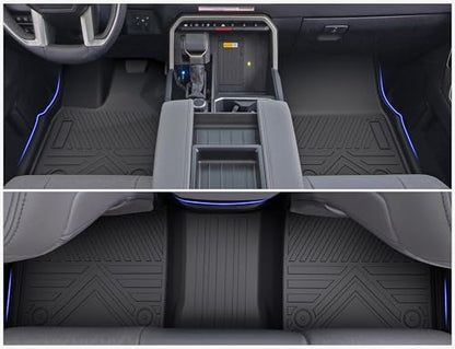 Carbon Fiber Floor Mats for Toyota Tundra 2022-2024 2025 CrewMax Cab Accessories,TPE All Weather Protection Floor Mats,Custom Fit 1st&2nd Row Car Floor Liners Set,Heavy Duty Accessories - size: Toyota Tundra 2022-2025