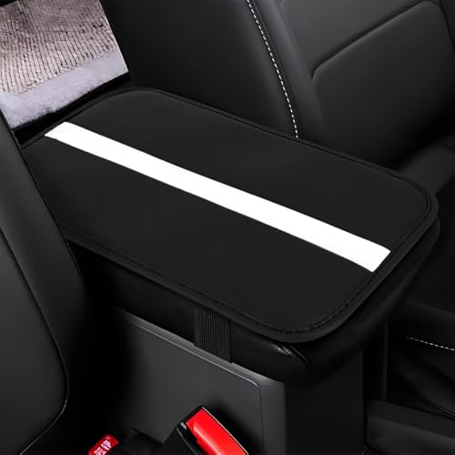 wuyaoyao Car Center Console Cover, 12.6"×7.87" PU Leather Armrest Cover for Cars, Stylish Auto Armrest Cushion Pad, Waterproof Vehicle Arm Rest Protector, Interior Car Accessories (Black+White) - color: Black+White