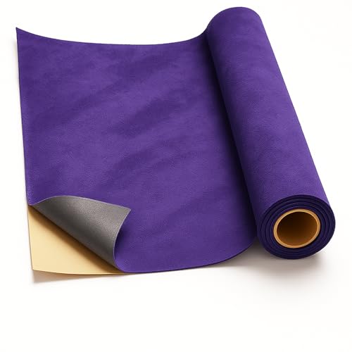 Self-Adhesive Suede Decorative Film for Car - Headliner/Dash/Door/Trunk | Stretchable & Scratchproof Ultra-Fiber Leather | DIY Peel & Stick (Purple, 10"x59") - color: Purple, size: 10"x59"