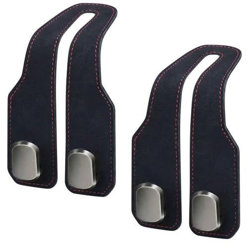 Eadwe Headrest Hooks for Car, 2026 New Car Seat Back Zinc Alloy Double Hook for Purses and Bags,Twinhook Leather Car Headrest Hangers Seat Back Organizers for Travel (Black*2) - color: Black*2