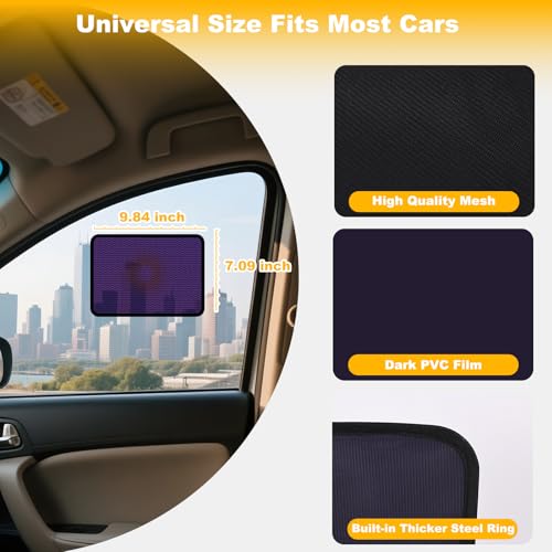 XCBYT Square Car Window Shades for Side & Windshield - 2 Pack Static Cling Driver Side Window Sun Shade, Glare Blocker Car Sun Shade with Durable Mesh & Dark PVC Film, Universal Fit (9.84" x 7.09") - color: 2 Semi-Transparent, size: 9.84" x 7.09"