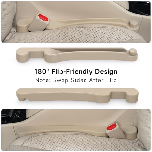 Givifive Car Seat Gap Filler Set of 2, Soft Foam Multifunctional Seat Side Gap Filler with Organizer & Hook Function, 3in1 Gap Stopper Universal Fit Car SUV Truck Fill The Gap Between Seat & Console - color: Beige, size: Most Cars – Standard