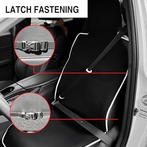 Universal Cloth Car Seat Covers Full Set with Buckle Fastening, Water-Resistant Fabric Auto Interior Protector – Fits Most Cars, SUVs, Trucks (Black) - style: Black