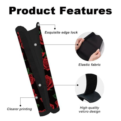 2Pcs Soft Auto Seat Belt Cover Pad Red Roses Flower Colorful Car Seatbelt Shoulder Cushion for Comfortable Driving, Compatible with All Cars' Seatbelt and Backpack Straps - color: Roses