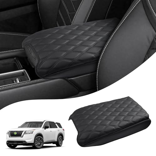 Autorder Center Console Cover for Nissan Pathfinder 2022-2025 2026 Accessories Armrest Cushion Cover Nappa Leather Middle Console Covers Pathfinder Console Cushion Pad Anti-Scratch - size: 22-25 Nissan Pathfinder