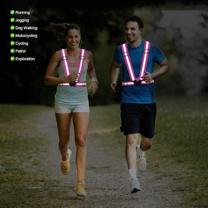 Reflective Vest Running Gear, 2Pack High Visible Safety VES for Cycling Jogging Running Walking, Adjustable for Men Women Kids - color: 2 x Pink