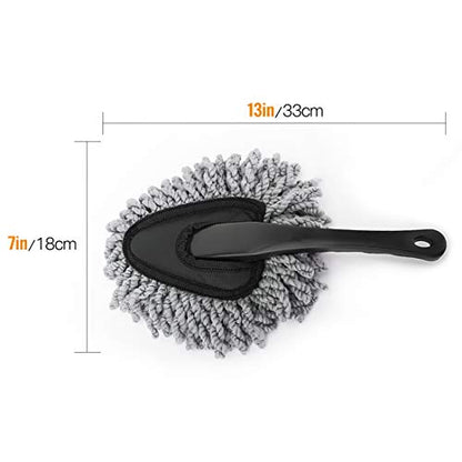 MoKo Car Duster, 2 Pack Super Soft Microfiber Dash Duster Detail Brush Set Interior Exterior Cleaning Dusting and Washing Tool for Car Motorcycle Automotive Dashboard Air Vents - Gray
