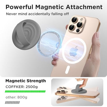 Magnetic Phone Grip Ring Holder, Liquid Silicone Magnet Cell Phone Grip Finger Loop, Compatible with Magsafe, Back of Phone for iPhone 17/16/15/14/13/12 Series, Gray - color: Gray