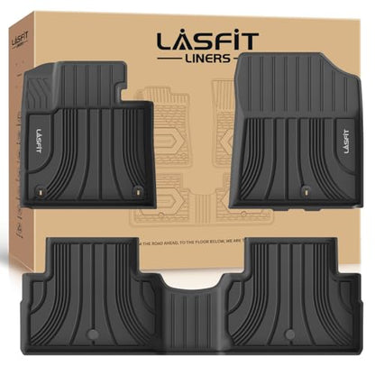 LASFIT Floor Mats for Hyundai Santa Fe 2021 2022 2023 (Only Fit Gas, Not Fit Hybrid or PHEV), All Weather TPE Custom Fit Car Floor Liners 1st & 2nd Row Mats Accessoires, Black - size: 2)For Hyundai Santa Fe | 2021-2023 | Gas