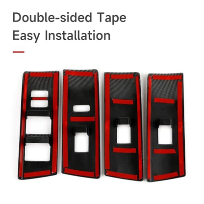 Car Window Lift Switch ABS Sticker Carbon Fiber Decal Cover Interior Trim Accessories for Toyota 4Runner SUV 2010-2025 Black - color: Window Lift Switch