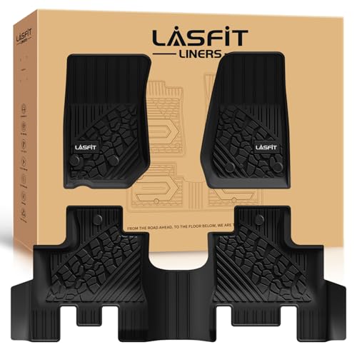 LASFIT Floor Mats for Jeep Wrangler JK 2014-2018 Unlimited 4-Door (NOT for JL or 2-Door) All Weather TPE Custom Fit Car Mats Floor Liners 1st & 2nd Row, Black - style: Wrangler JK 2014-2018 Floor Mats