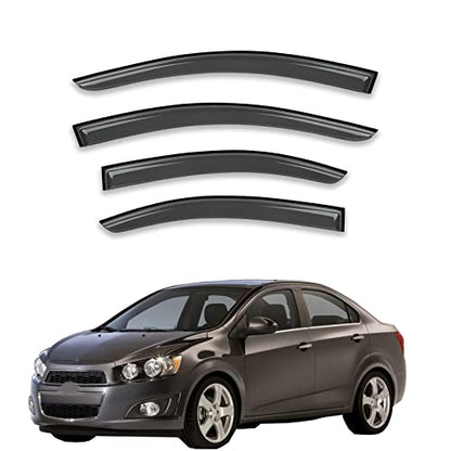 Window Visor Sun Rain Guards Compatible with 2012-2020 Chevy Sonic Sedan Smoke 4pc 94472 - size: For 2012-2020 Sonic Sedan