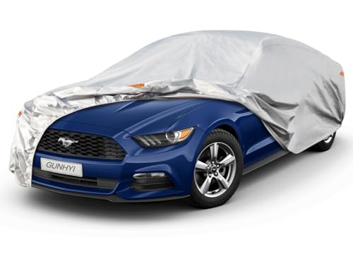 GUNHYI 6 Layers Sedan Car Cover Waterproof All Weather, 100% Waterproof Outdoor Car Covers Full Exterior Covers for Automobiles Sedan Hatch SUV Rain Sun UV Dust Protection. Size A6 (See Size Chart) - color: Silver, size: A6-see Vehicle Size Chart
