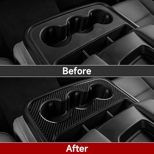 Car Front Cup Panel Sticker Cover Interior Trim Carbon Fiber Decal for Chevrolet Silverado/GMC Sierra 1500 2500HD 3500HD 2014-2018 Accessories - color: Front Cup Panel