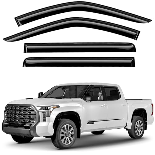 Window Deflectors Smoke Tinted Tape-On Side Window Vent Visor Deflectors Rain Guards Compatible with Toyota Tundra 2022-2026 CrewMax - 4pcs. GW0253 - color: For Tundra 22-26
