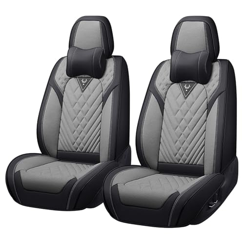 Front Seat Covers for Chrysler Voyager 2000-2025, Premium Car Seat Cushion,Waterproof Seat Protectors, Luxury Automotive Interior Accessories (2-Seat Set with Pillow, Black&Gray) - color: Black&Gray, size: 2-Seats Set with Pillows