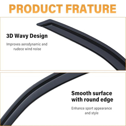 Rain Guards Compatible with 2005-2012 Nissan Pathfinder, Acrylic Slim Style Window Visor Rain Guard, Side Window Deﬂector for Nissan Pathfinder Accessories 4Pcs, 2006 2007 2008 2009 2010 2011
