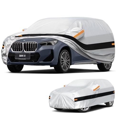 10 Layers SUV Car Cover Custom Fit for BMW X1 (2009-2026) E84, F48, F49, U11, Waterproof All Weather for Automobiles, Outdoor Full Cover Sun Dust Rain Protection with Cotton. Silver - size: Custom Fit for BMW X1