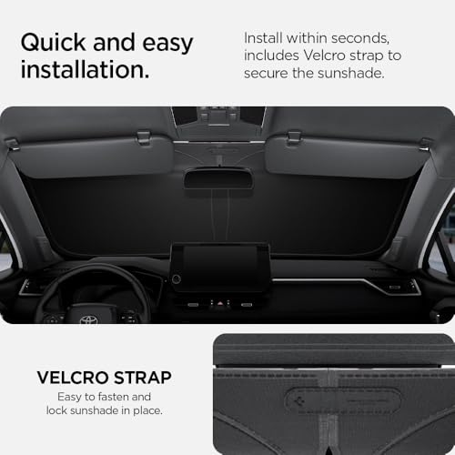 Spigen Triple-Coated CryoShade Front Windshield Sunshade (Reinforced Velcro Strap) for Toyota RAV4 2019-2025 and RAV4 Prime 2021-2025 - size: Toyota Rav4