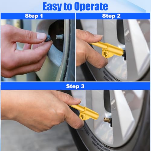 2-Pack Dual Head Tire Pressure Gauge – Heavy Duty 10-150 PSI Air Pressure Gauge with Stainless Steel Body, Metal Nozzle & Durable Plated Brass – for Cars, Trucks, Bikes, RVs (Gold) - color: Gold, size: 2P