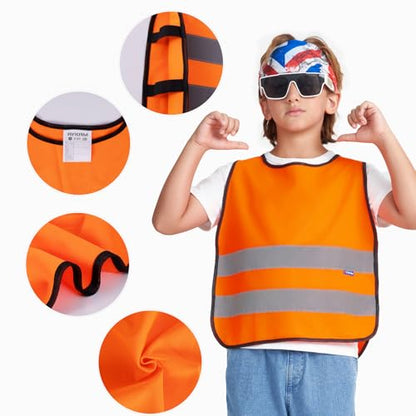 A-SAFETY kids High Vis Reflective construction Safety vest - color: Orange, size: 2-5Year