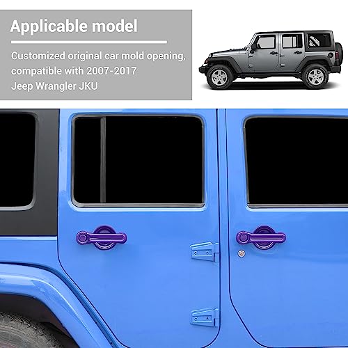 Exterior Door Handle Cover Tailgate Handle Cover Recess Guard Compatible with 2007-2017 Jeep Wrangler JK JKU Sports Sahara Freedom Rubicon Unlimited, Purple, 15PCs - color: Purple