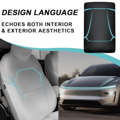 BestEvMod Thickened Center Console Armrest Pad Cover Compatible with Tesla Model Y Juniper 2026 2025 Extra Soft Microfiber Vegan Leather Protector Seat Armrest Cover OEM Style (Black) - color: Black-Thickened, size: Juniper