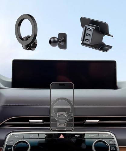 Car Phone Holder for 2021-2024 Genesis GV80 Accessories, 360° Rotation Phone Mount Compatible with MagSafe, Cell Phone Holder Does Not Affect Air Vent
