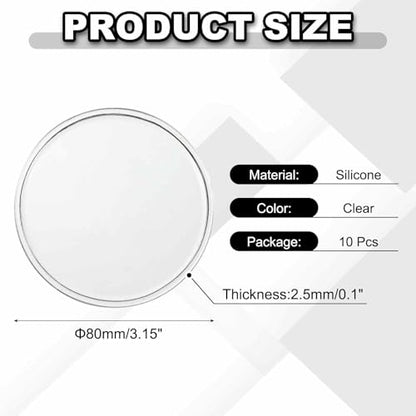 10 Pcs Round Anti-Slip Mat, 3.15" Diameter Phone Grip Pad Non-Slip Silicone Mat Anti-Skid Holder for Phone Keys Sunglasses Electronic Devices, Clear - color: Clear, size: 3.15"