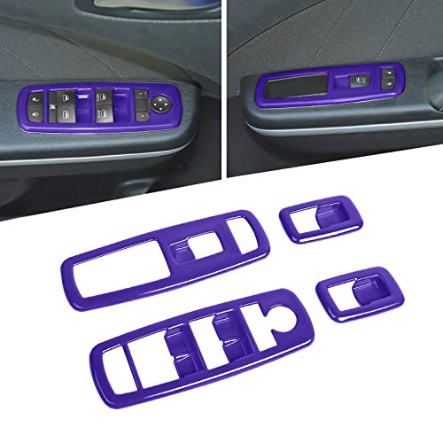 Voodonala Window Lift Switch Power Window Control Regulator Button Embellishment Trim for 2011-2025 Dodge Charger Durango, for 2010-2017 RAM, Interior Accessories ABS Purple 4pcs - color: Purple, size: 2010-2017