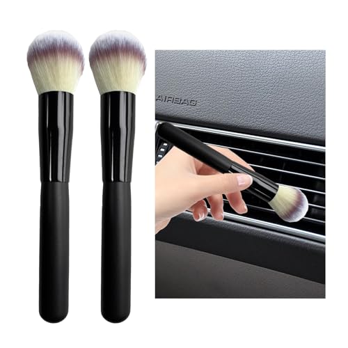 Dickno 2PCS Car Interior Dust Brush, Soft Scratch Free Auto Detailing Brushes, Universal Vehicle Interior Cleaning Tool for Automotive Dashboard, Air Vents, Leather (Long Beige) - color: Long Beige, size: 2 PCS