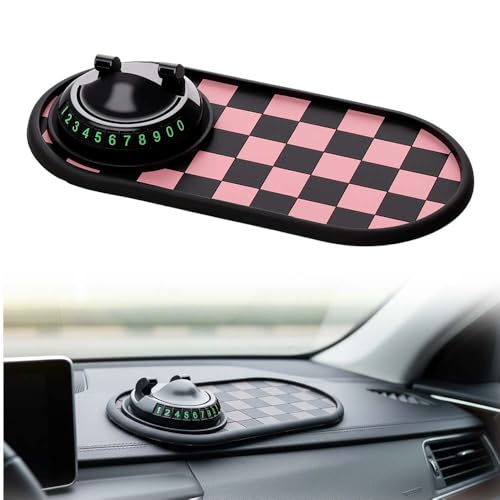 Multifunction Car Anti-Slip Mat, 2026 Upgrade 360° Rotating Car Dashboard Phone Holder Mat with Temporary Parking Number, Universal Organizer Pad Mat for Phones, Sunglasses, Keys Gadgets (Color D) - color: Color D