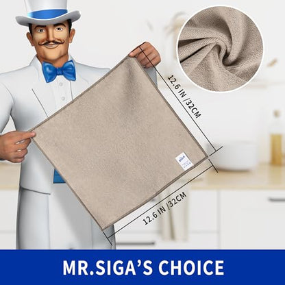 MR.SIGA Microfiber Cleaning Cloths, All-Purpose Surface Microfiber Towels, Streak Free Cleaning Rags, Pack of 12, Wheat, Size 32 x 32 cm(12.6 x 12.6 inch) - color: Wheat