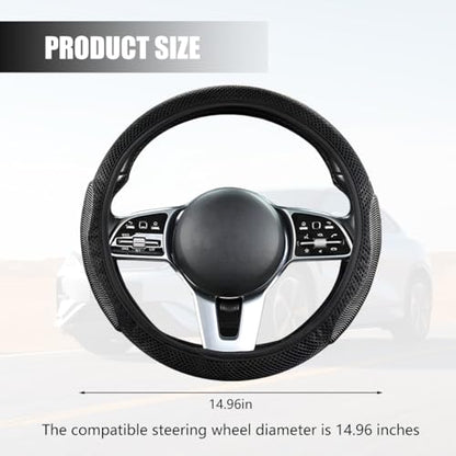 Elastic Stretch Car Steering Wheel Cover, Breathable No Inner Ring Vehicle Steering Wheel Protector, 15 Inch Ice Silk Anti Slip Automotive Accessories, Universal Fit (Black) - color: Black