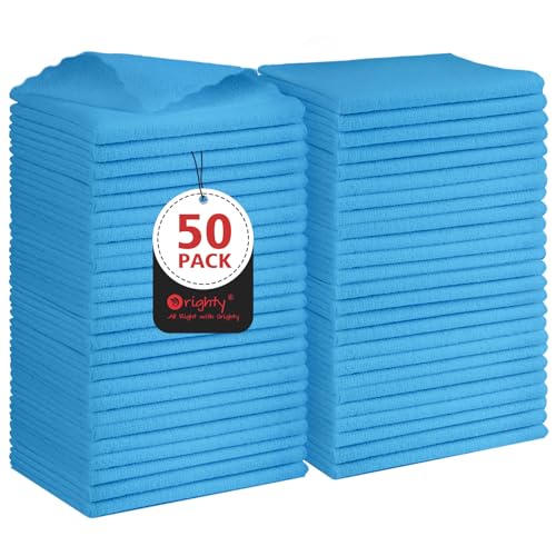 Orighty Cleaning Cloths, Shop Towels 50 Pack, Shop Rags Reusable, Microfiber Cleaning Rags Bulk for Cars, Multi-Purpose Lint Free Towels for Automotive, Mechanic, Kitchen, 11.5’’ x 11.5’’, Blue - color: Blue, size: 50 Pack